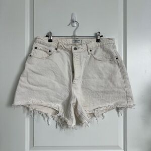 Abercrombie Curve Love High-Rise Dad Shorts | White Denim | Size 32/14